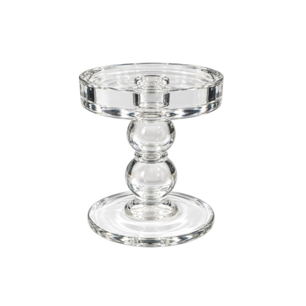 Pottery Barn Glass Sphere Medium Pillar Candle Holder Clear Glass